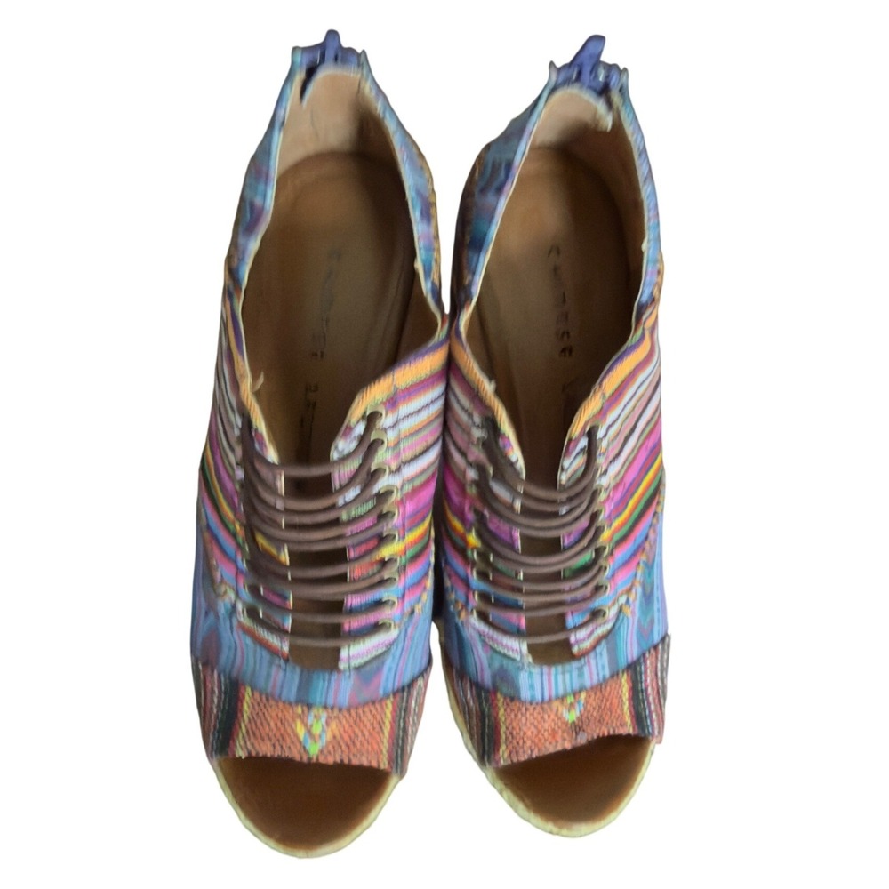 Chinese Laundry Make My Day Navajo Striped  Peep Toe Lace Up Wedge Sandal Size 6 - Picture 2 of 9